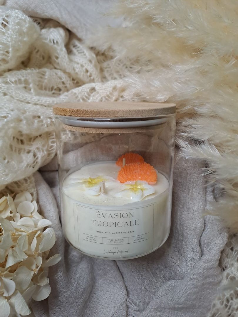 Grande bougie - Evasion tropicale (Monoï clémentine)
