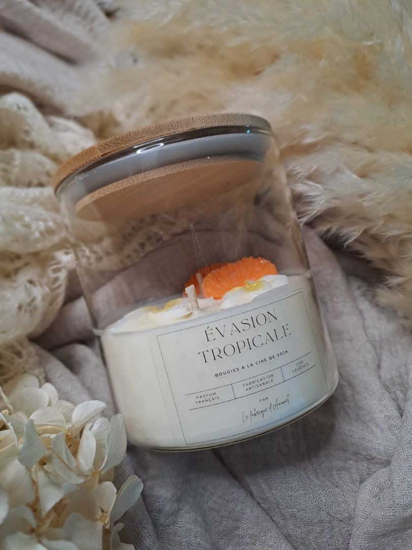 Grande bougie - Evasion tropicale (Monoï clémentine)