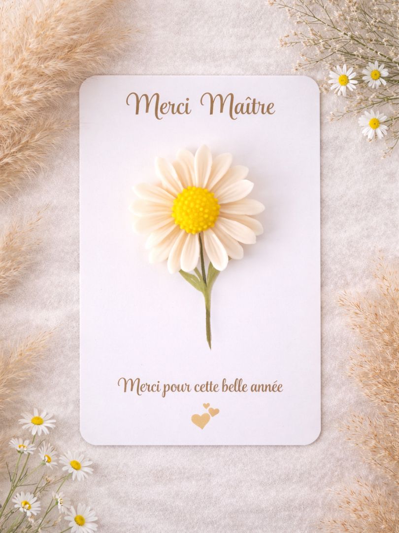 Carte à offrir "Merci Maître" soleil nacré